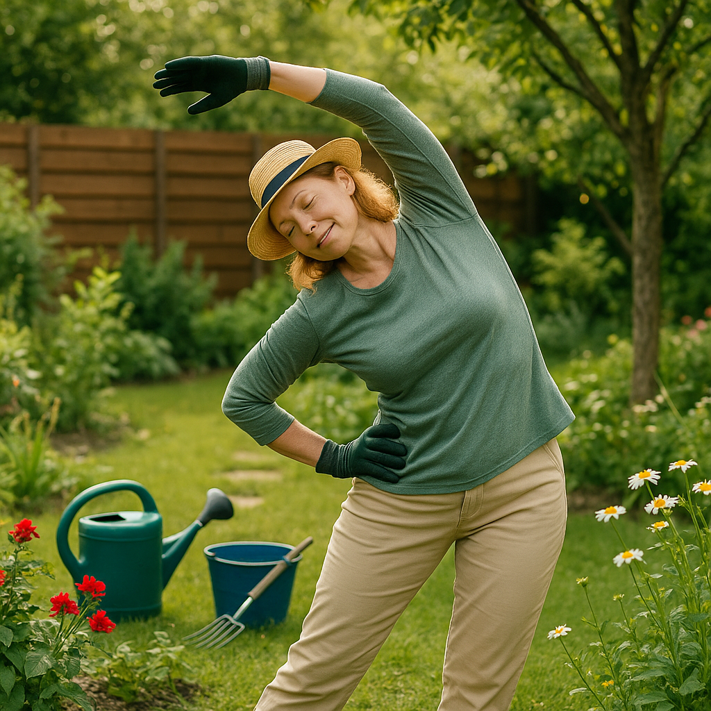 Étirements avant de jardiner pour éviter les douleurs